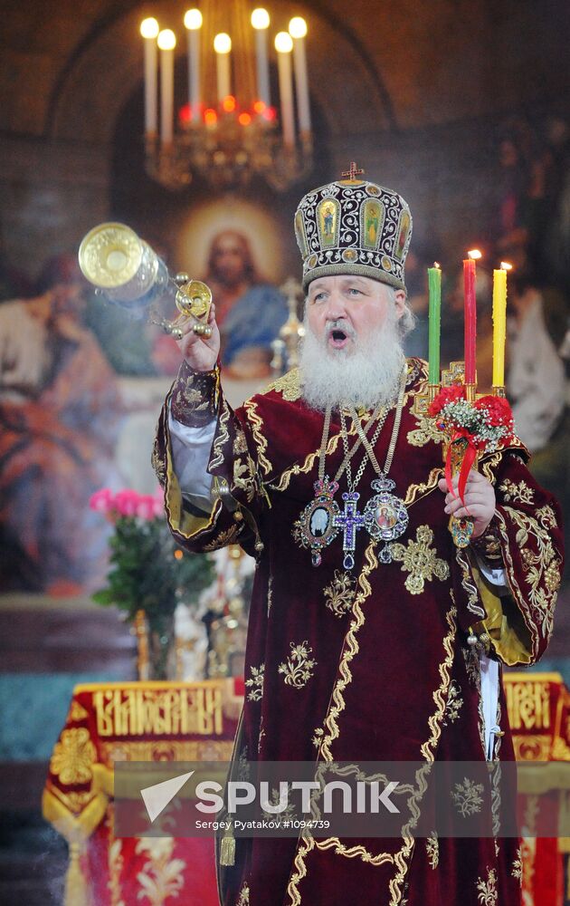 Easter service at Christ the Savior Cathedral in Moscow