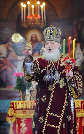 Easter service at Christ the Savior Cathedral in Moscow