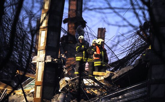 Collapse of building under construction in southern Moscow