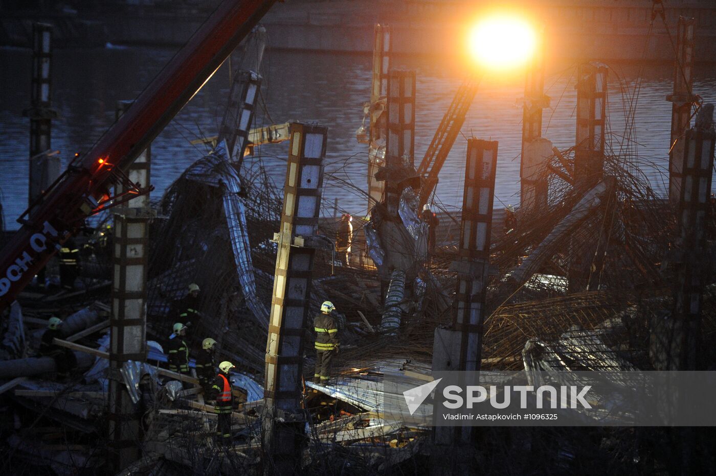 Collapse of building under construction in southern Moscow
