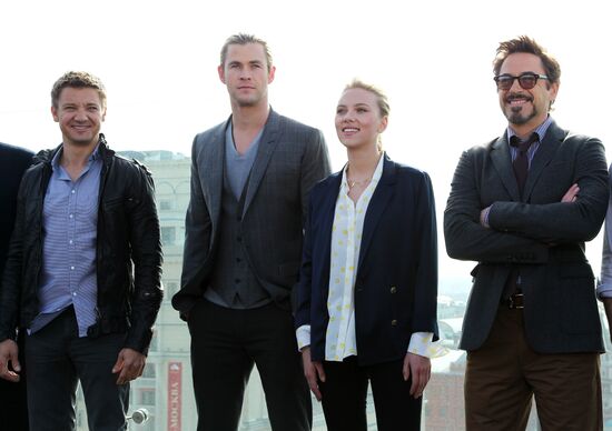 Photocall in Moscow with The Avengers film actors