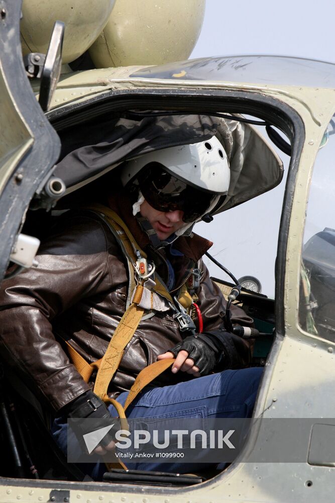 Training flights of helicopters at Chernigovka garrison air base