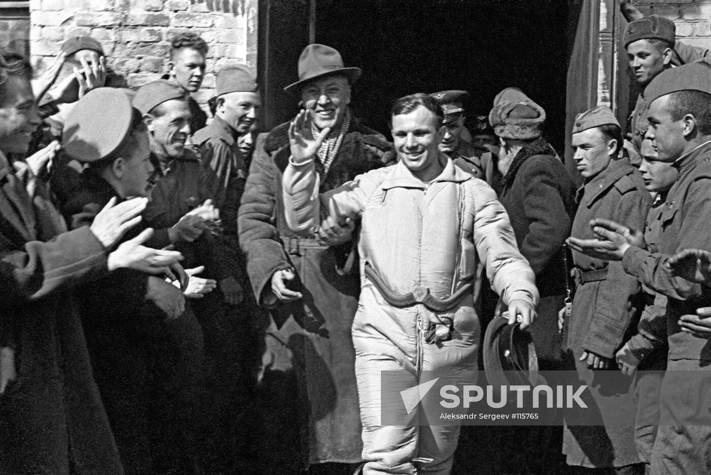 Gagarin after landing