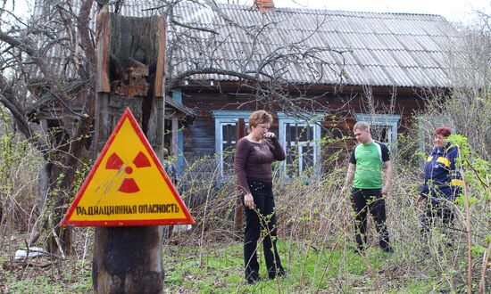 Village at exclusion zone around Chernobyl nuclear power plant