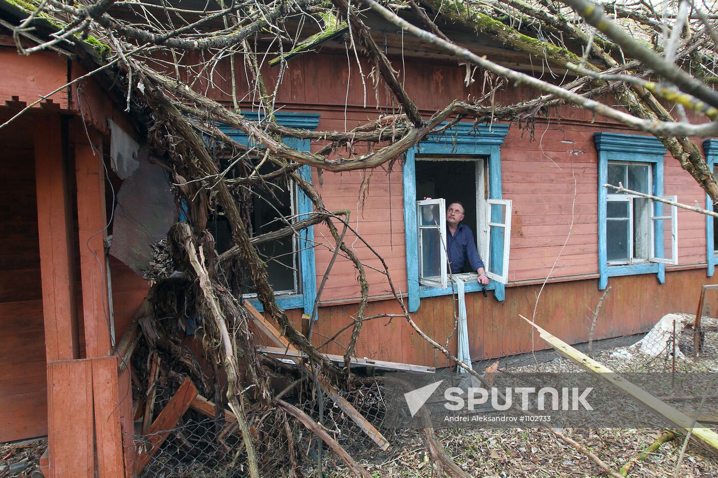 Village at exclusion zone around Chernobyl nuclear power plant