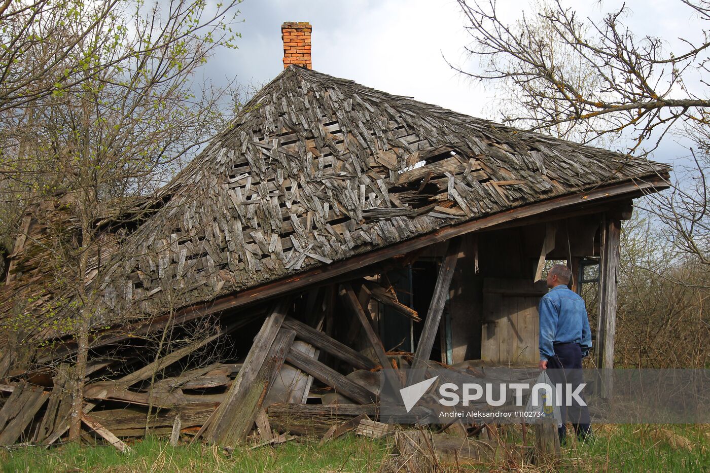 Village at exclusion zone around Chernobyl nuclear power plant