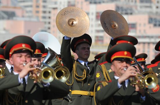 Combined Military Band rehearses for Victory Day parade