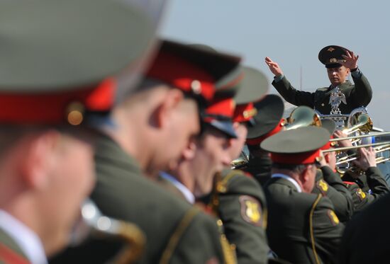 Combined Military Band rehearses for Victory Day parade