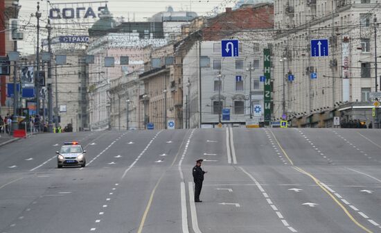 Military equipment on Tverskaya street