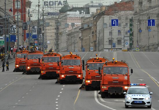 Military equipment on Tverskaya street