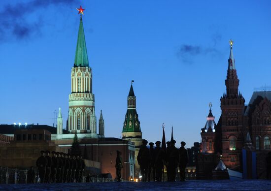 Rehearsal for Victory Day parade on Red Square