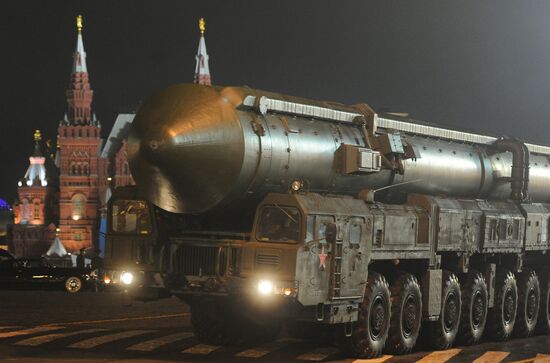 Rehearsal for Victory Day parade on Red Square