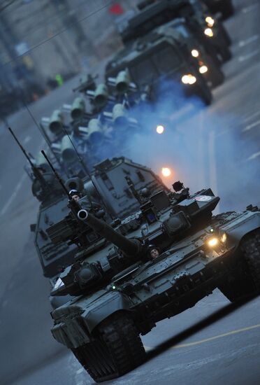 Military equipment on Tversakaya street