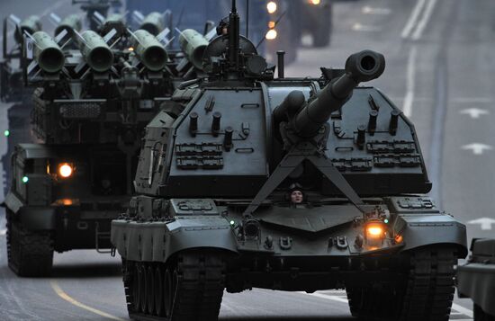 Military equipment on Tversakaya street