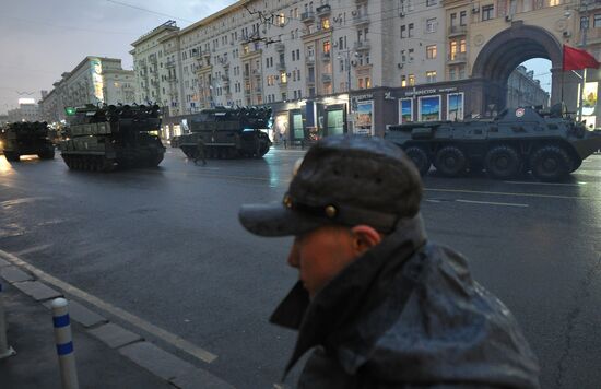 Military equipment on Tverskaya Street