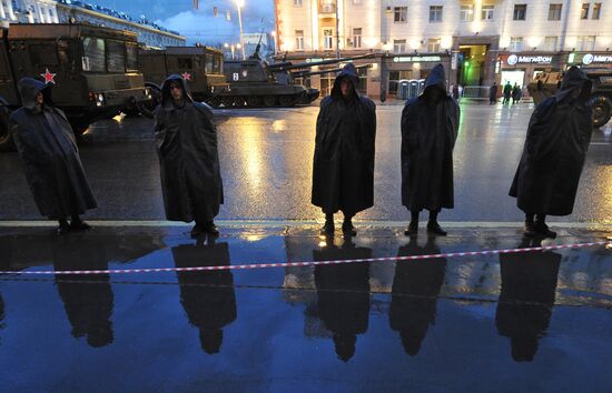 Military equipment on Tversakaya street