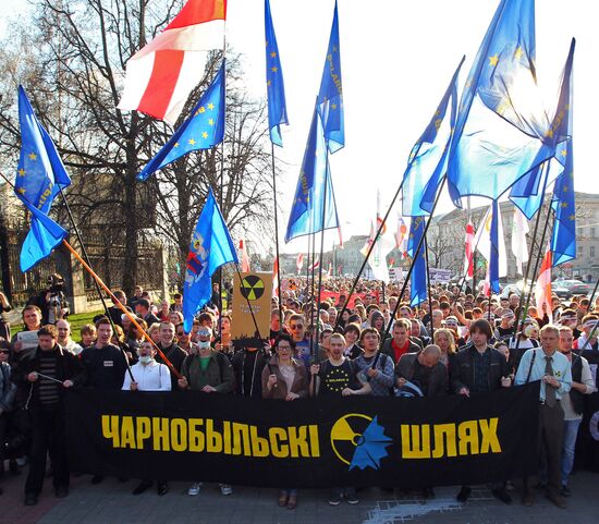 Belarusian opposition holds "Chernobyl Way" procession in Minsk
