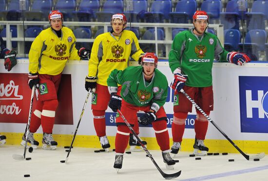Hockey. Czech game. Training of Russian national team
