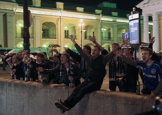 Celebrating victory of Zenit FC in Russian championship