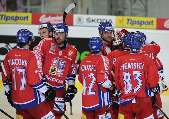 Hockey Czech game. Match Czech republic - Russia