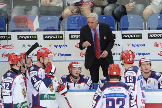 Hockey Czech game. Match Czech republic - Russia