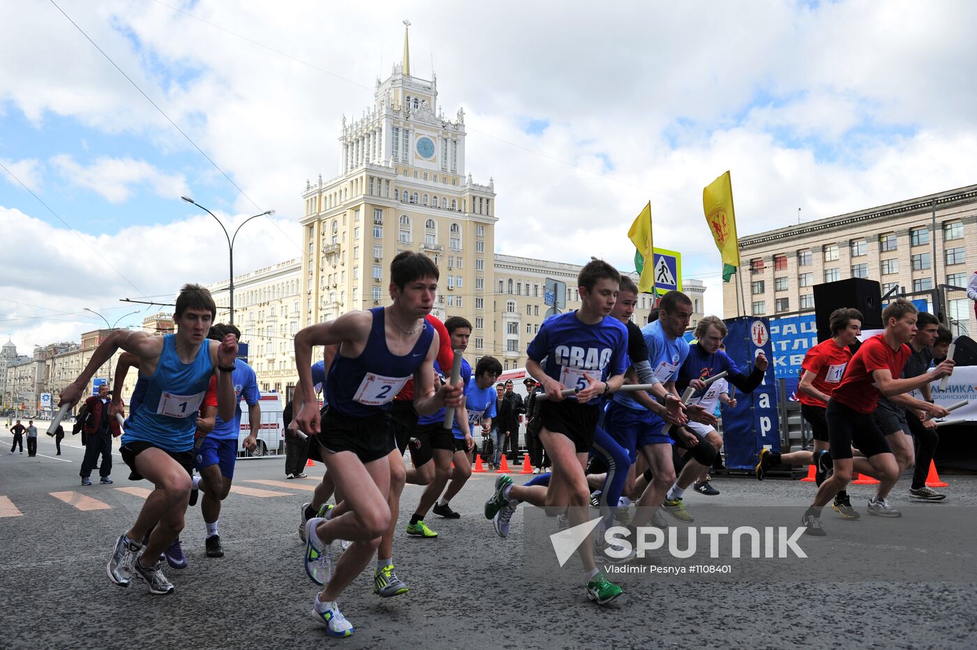 Athletic relay race on the Garden Ring