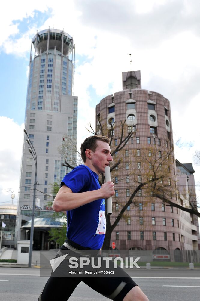 Athletic relay race on the Garden Ring