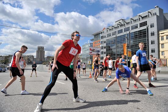 Athletic relay race on the Garden Ring