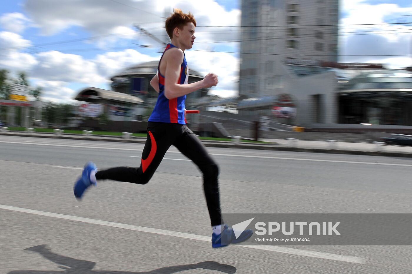 Athletic relay race on the Garden Ring