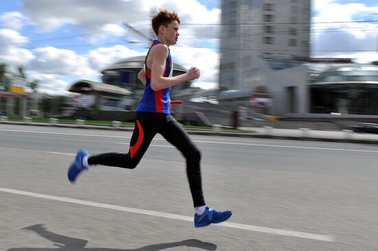 Athletic relay race on the Garden Ring