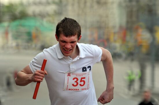 Athletic relay race on the Garden Ring