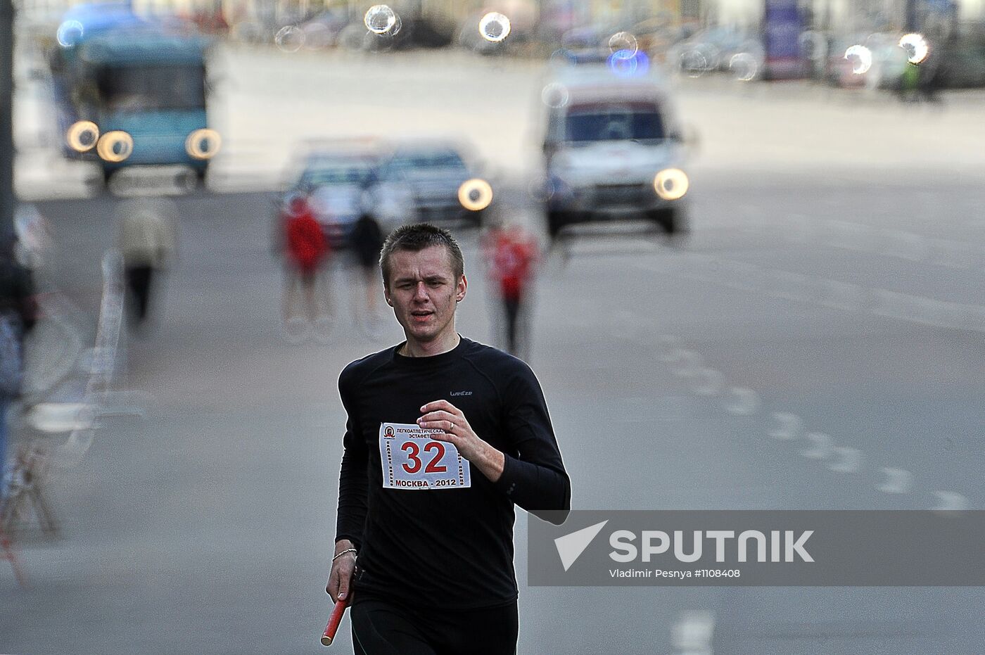 Athletic relay race on the Garden Ring