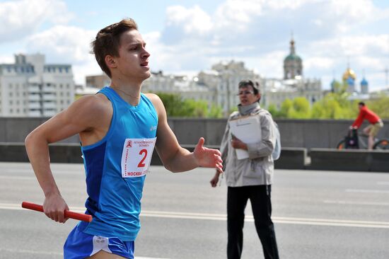 Athletic relay race on the Garden Ring