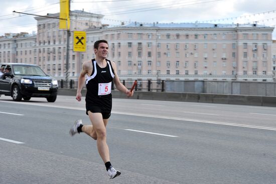 Athletic relay race on the Garden Ring