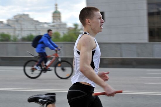 Athletic relay race on the Garden Ring