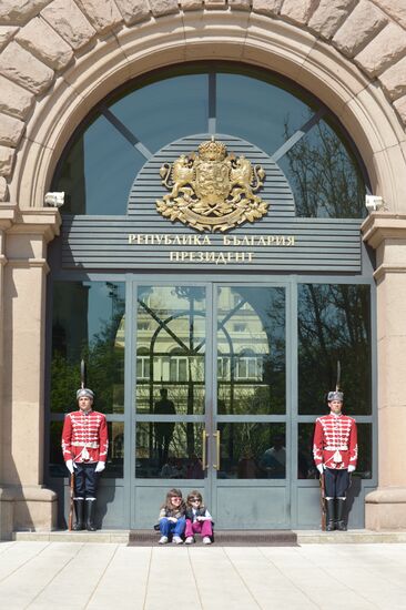 Main entrance to residence of Bulgarian president in Sofia