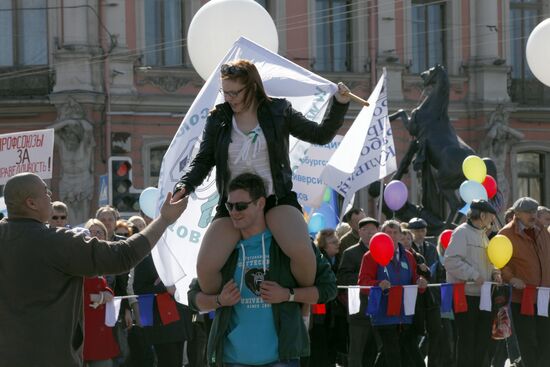 May Day rallies in St Petersburg