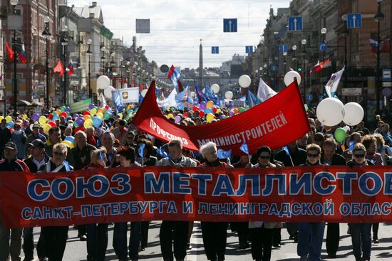 May Day rallies in St Petersburg