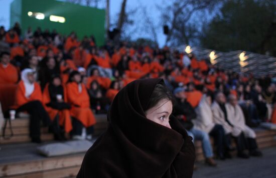 Audience at Pioneer movie theater in Gorky Park