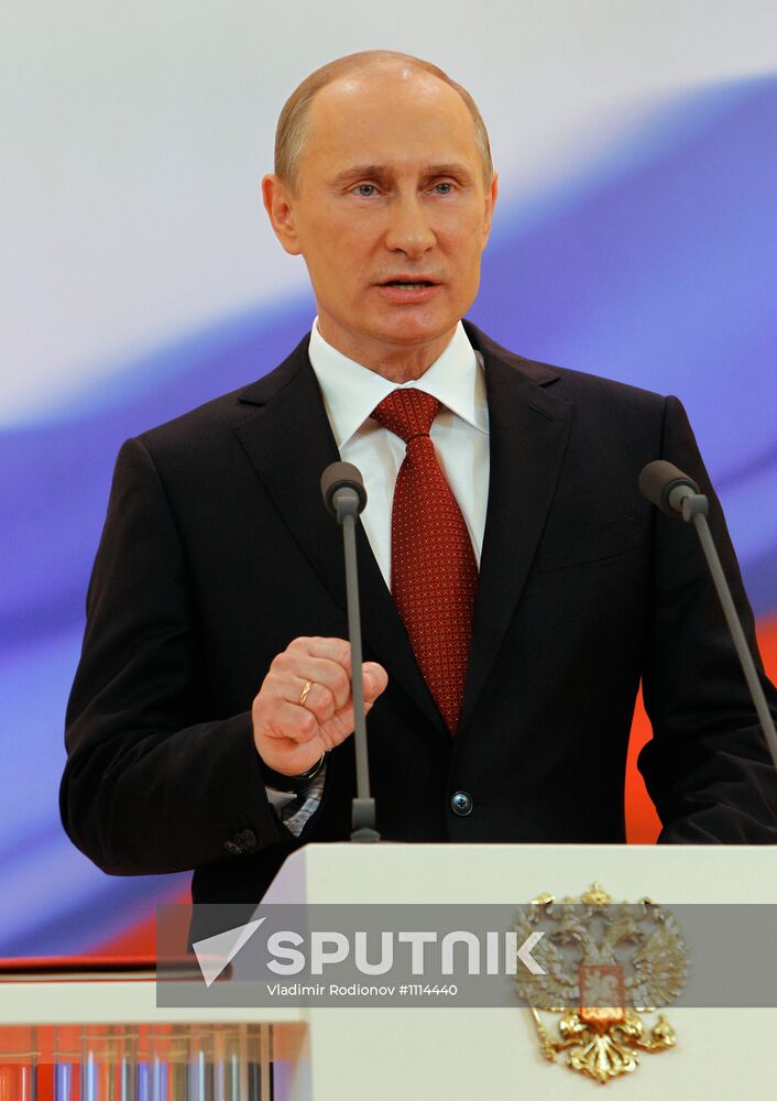 President-elect Vladimir Putin during inauguration ceremony