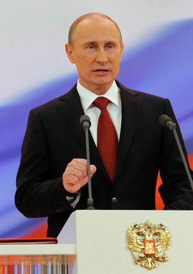 President-elect Vladimir Putin during inauguration ceremony