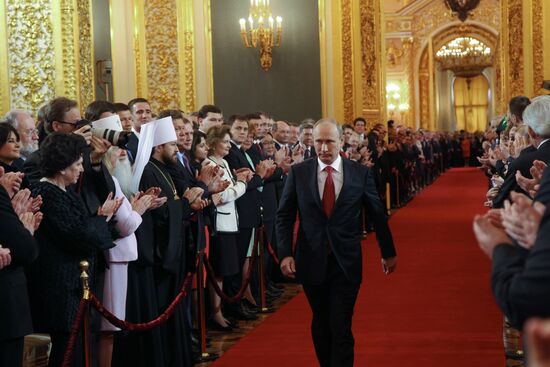 President-elect Vladimir Putin during inauguration ceremony