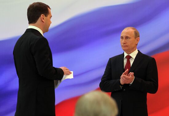 President-elect Vladimir Putin during inauguration ceremony