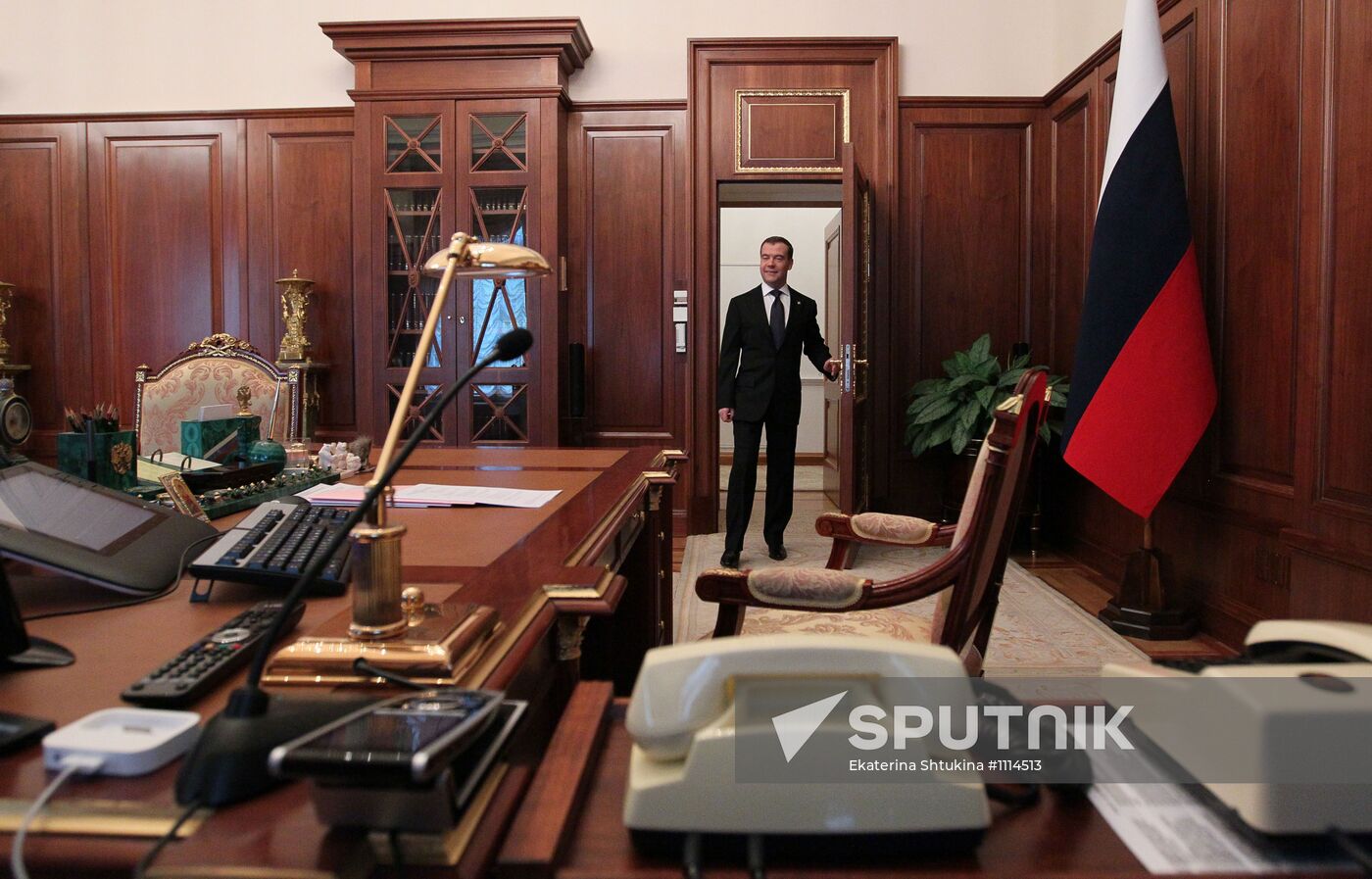 Dmitry Medvedev at his Kremlin office