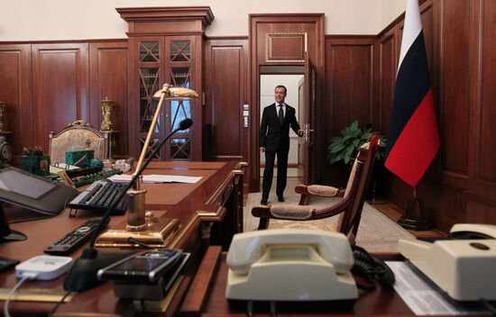 Dmitry Medvedev at his Kremlin office