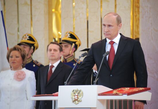 President-elect Vladimir Putin during inauguration ceremony
