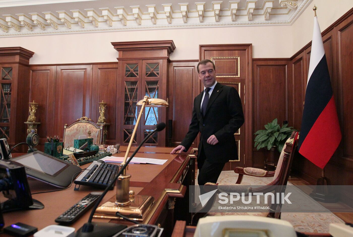 Dmitry Medvedev in his Kremlin office