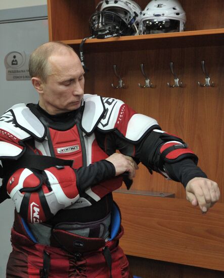 Vladimir Putin in gala match RLHL team vs. "Legends of Russia"