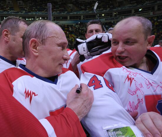 Vladimir Putin in gala match RLHL team vs. "Legends of Russia"