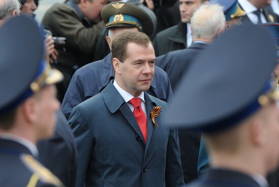 Vladimir Putin and Dmitry Medvedev attend Victory Day parade